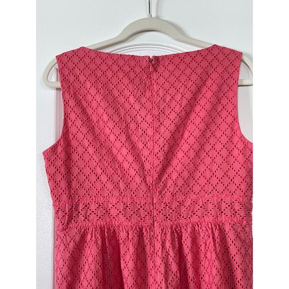 Maggy London Coral Eyelet V Neck A Line Dress Size 12 - Picture 6 of 9